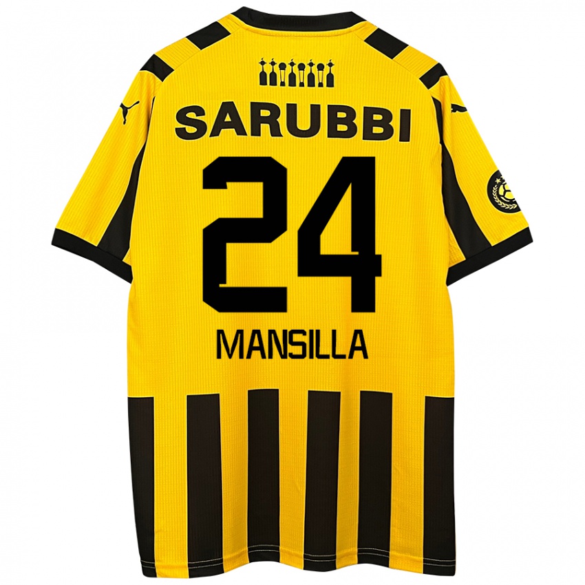 Niño Camiseta Brian Mansilla #24 Amarillo Negro 1ª Equipación 2024/25 La Camisa Perú