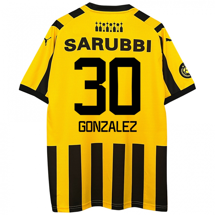 Niño Camiseta Ángel González #30 Amarillo Negro 1ª Equipación 2024/25 La Camisa Perú