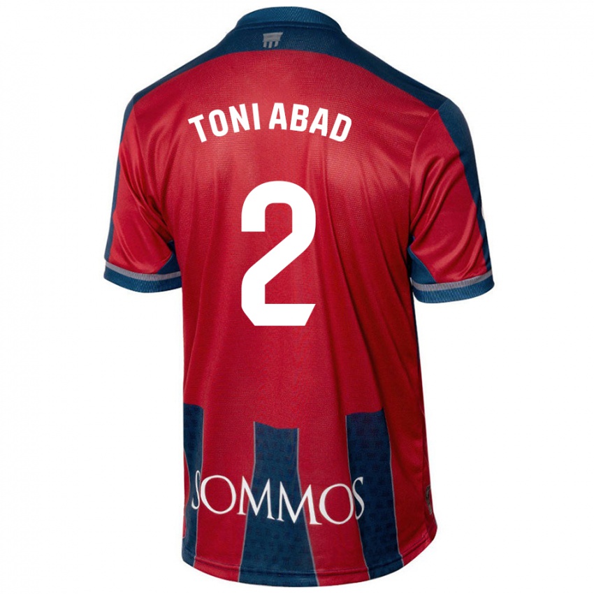 Niño Camiseta Toni Abad #2 Rojo Azul 1ª Equipación 2024/25 La Camisa Perú