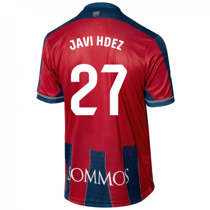 Niño Camiseta Javi Hernández #27 Rojo Azul 1ª Equipación 2024/25 La Camisa Perú