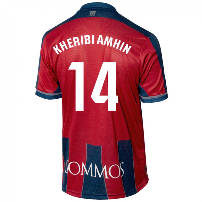 Niño Camiseta Nabil Kheribi Amhin #14 Rojo Azul 1ª Equipación 2024/25 La Camisa Perú