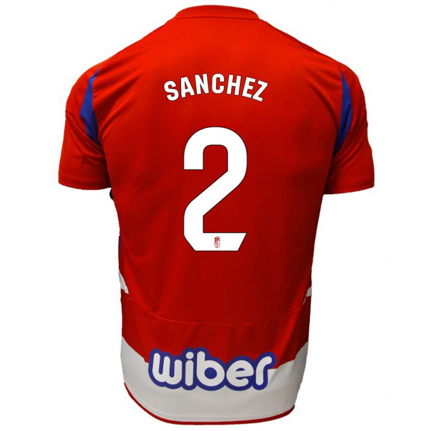 Niño Camiseta Rubén Sánchez #2 Rojo Blanco Azul 1ª Equipación 2024/25 La Camisa Perú