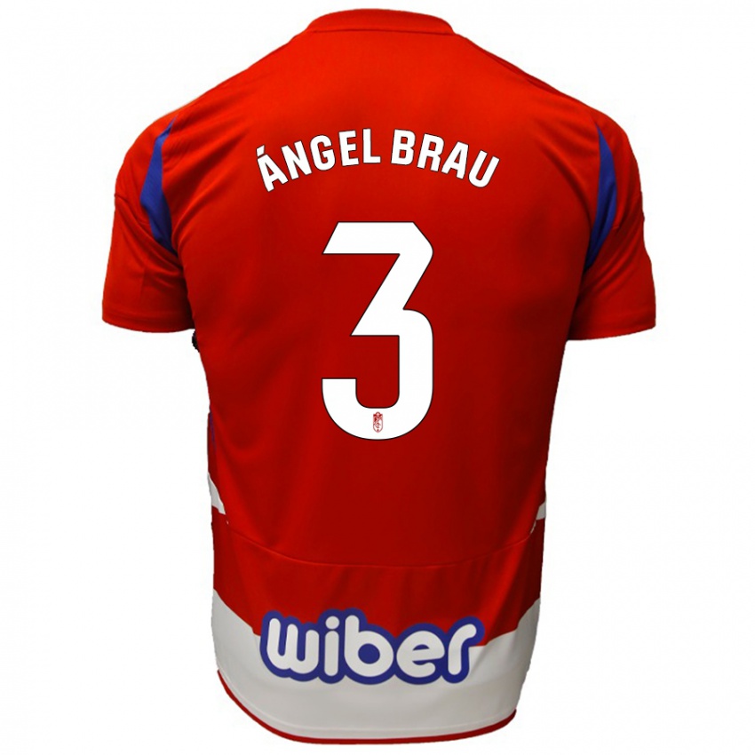 Niño Camiseta Miguel Ángel Brau #3 Rojo Blanco Azul 1ª Equipación 2024/25 La Camisa Perú