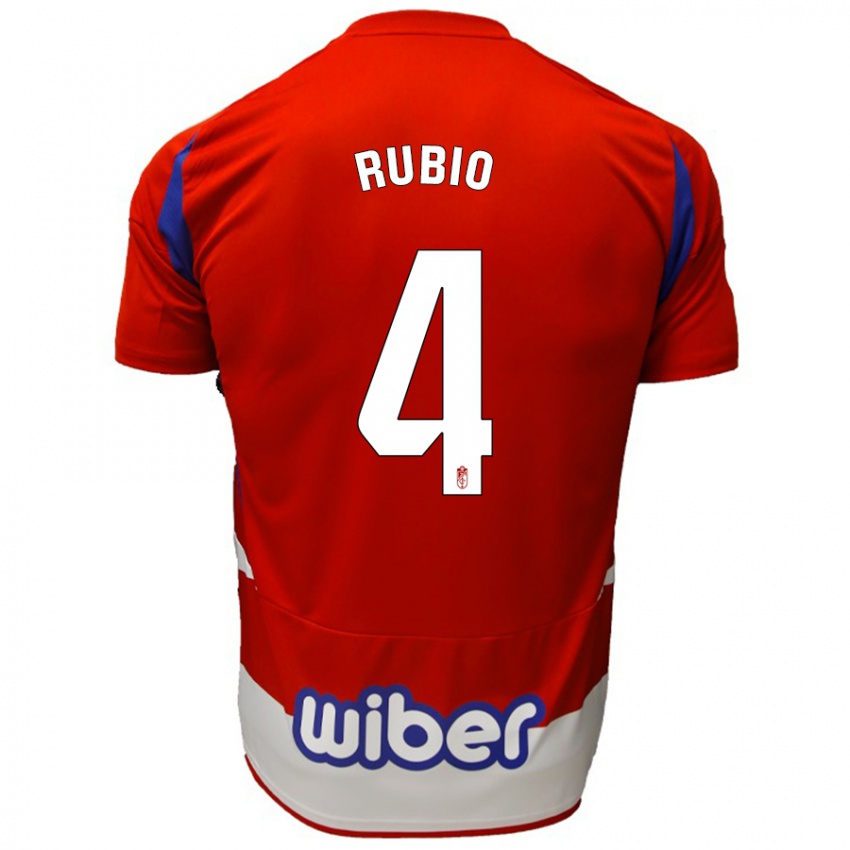 Niño Camiseta Miguel Rubio #4 Rojo Blanco Azul 1ª Equipación 2024/25 La Camisa Perú