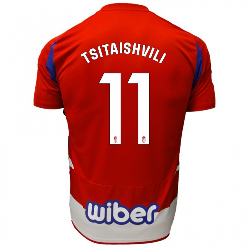 Niño Camiseta Georgiy Tsitaishvili #11 Rojo Blanco Azul 1ª Equipación 2024/25 La Camisa Perú