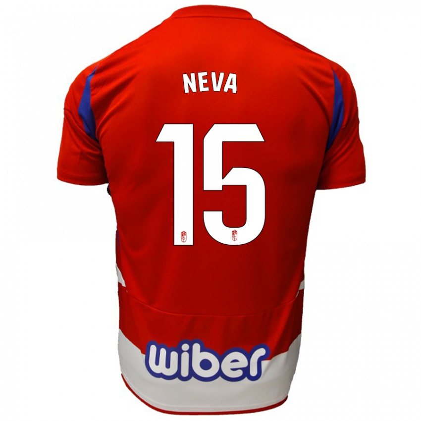 Niño Camiseta Carlos Neva #15 Rojo Blanco Azul 1ª Equipación 2024/25 La Camisa Perú