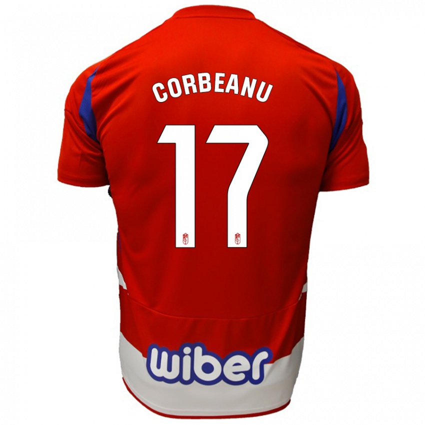 Niño Camiseta Theo Corbeanu #17 Rojo Blanco Azul 1ª Equipación 2024/25 La Camisa Perú