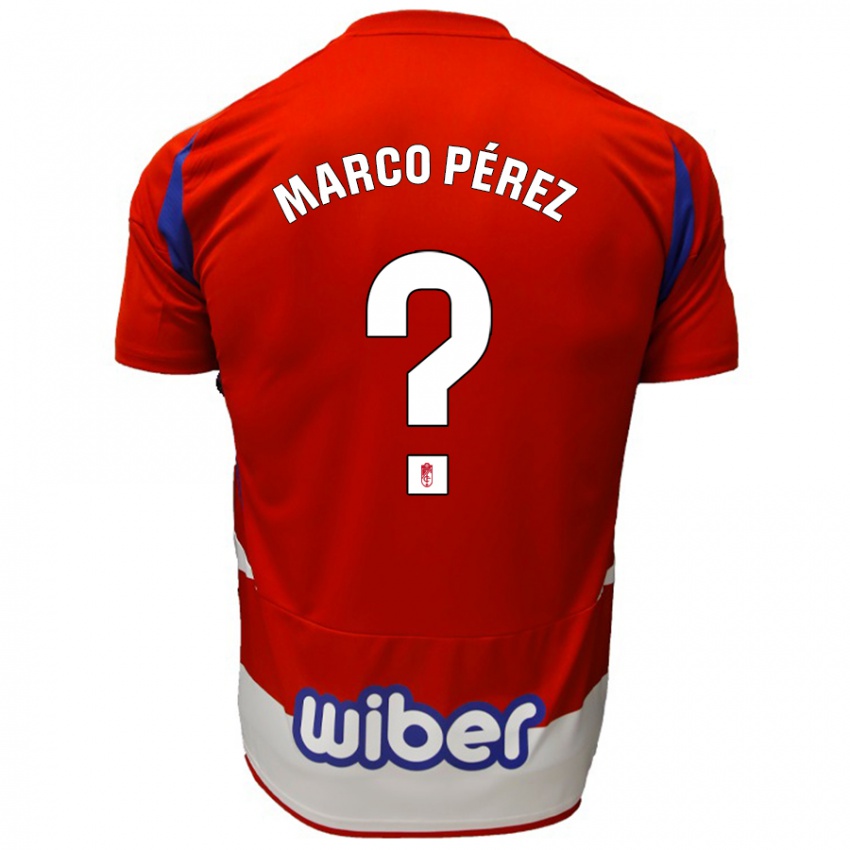 Niño Camiseta Marco Pérez #0 Rojo Blanco Azul 1ª Equipación 2024/25 La Camisa Perú