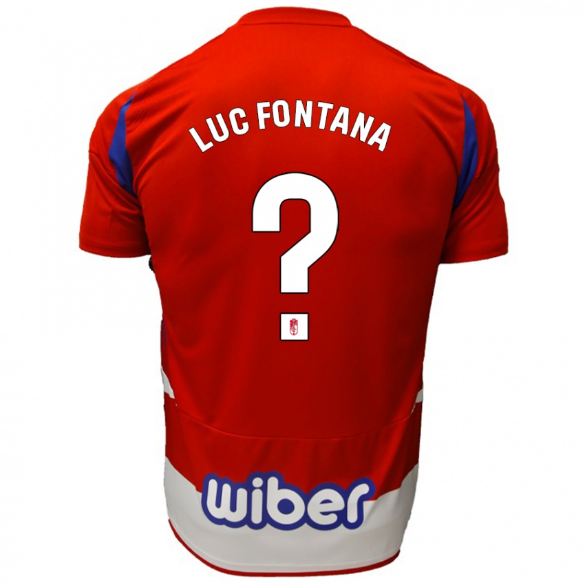 Niño Camiseta Jean Luc Fontana #0 Rojo Blanco Azul 1ª Equipación 2024/25 La Camisa Perú