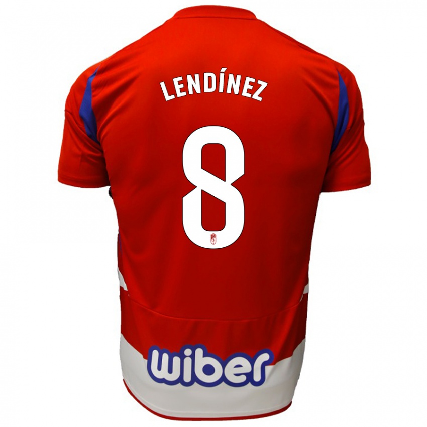 Niño Camiseta Juanma Lendínez #8 Rojo Blanco Azul 1ª Equipación 2024/25 La Camisa Perú