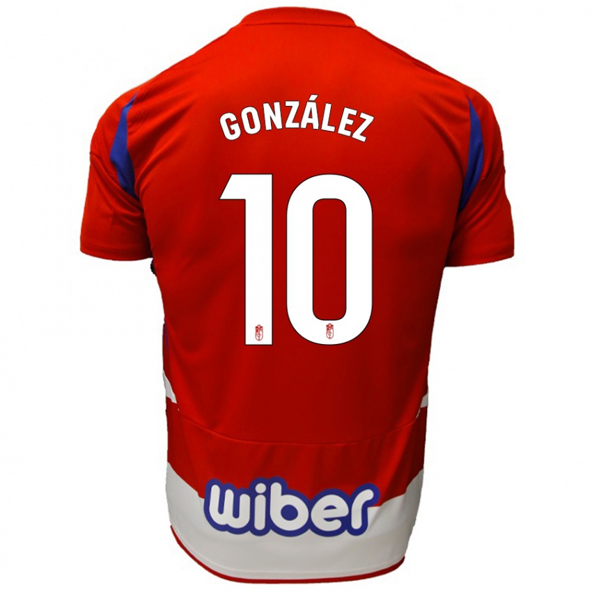 Niño Camiseta Mario González #10 Rojo Blanco Azul 1ª Equipación 2024/25 La Camisa Perú