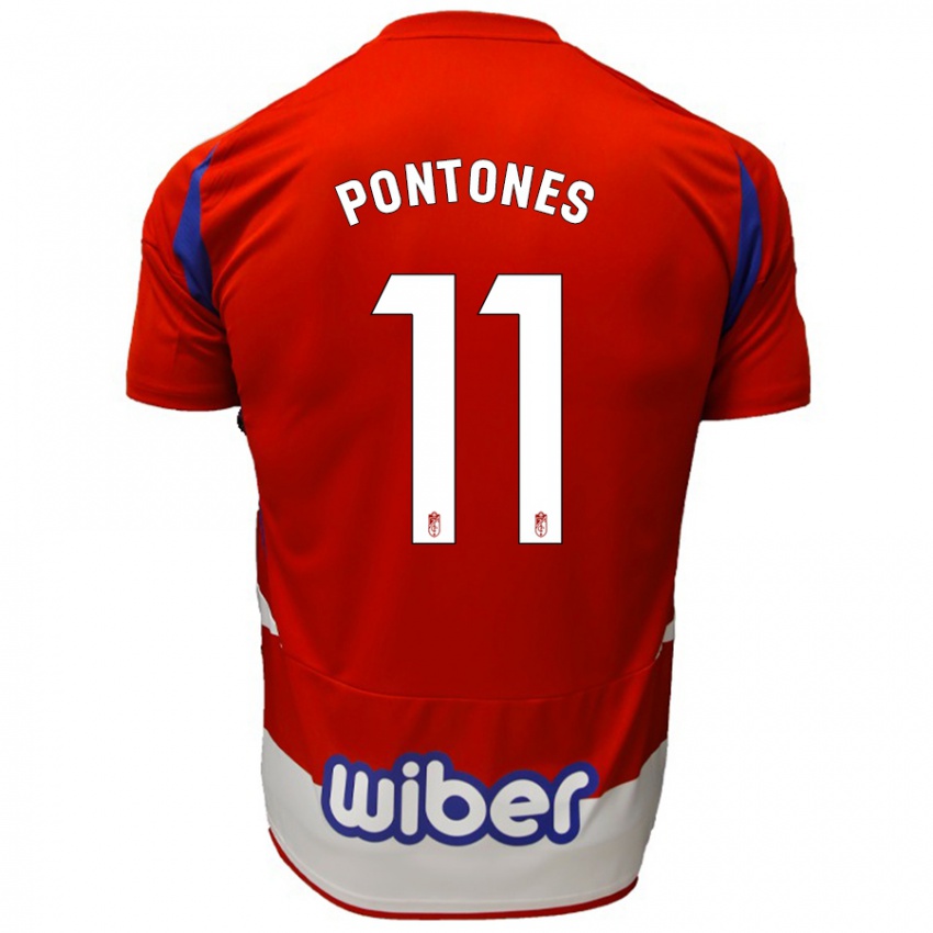 Niño Camiseta Juan Carlos Pontones #11 Rojo Blanco Azul 1ª Equipación 2024/25 La Camisa Perú