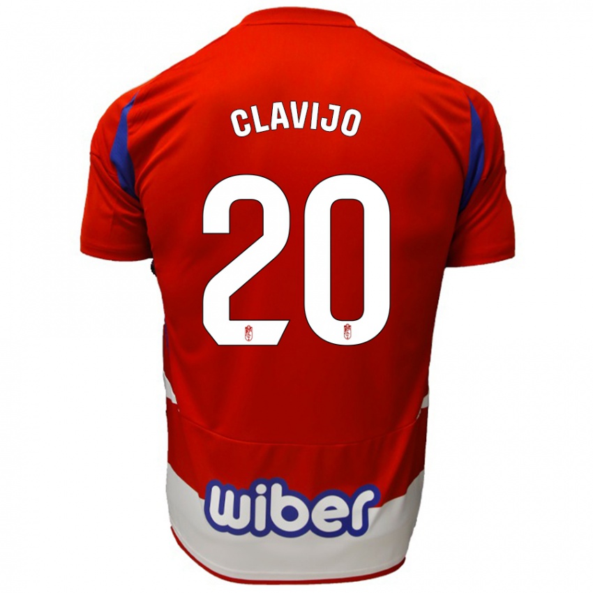 Niño Camiseta Dani Clavijo #20 Rojo Blanco Azul 1ª Equipación 2024/25 La Camisa Perú