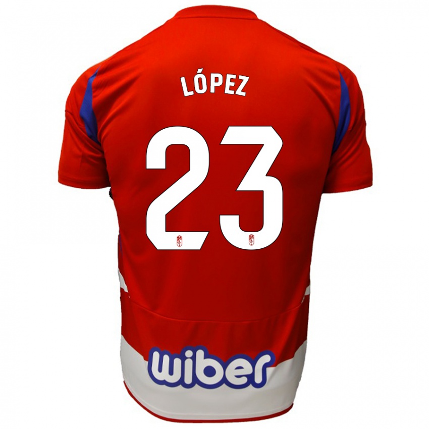 Niño Camiseta Diego López #23 Rojo Blanco Azul 1ª Equipación 2024/25 La Camisa Perú