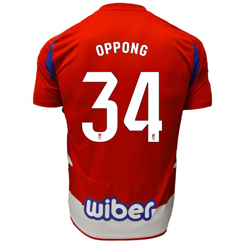 Niño Camiseta Oscar Naasei Oppong #34 Rojo Blanco Azul 1ª Equipación 2024/25 La Camisa Perú