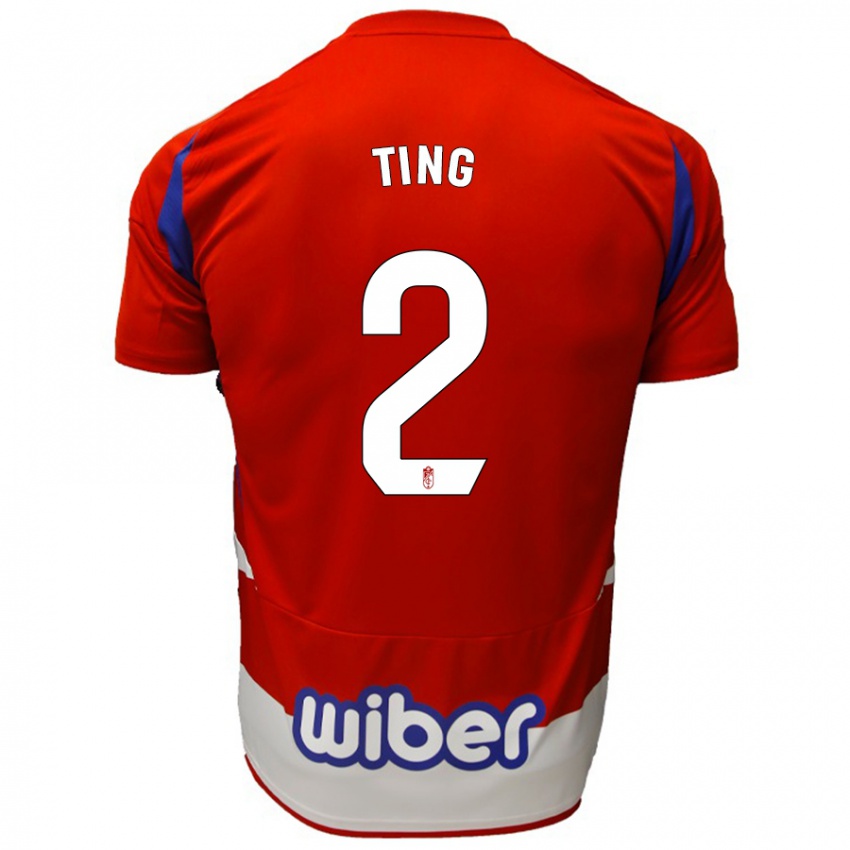 Niño Camiseta Xie Ting #2 Rojo Blanco Azul 1ª Equipación 2024/25 La Camisa Perú