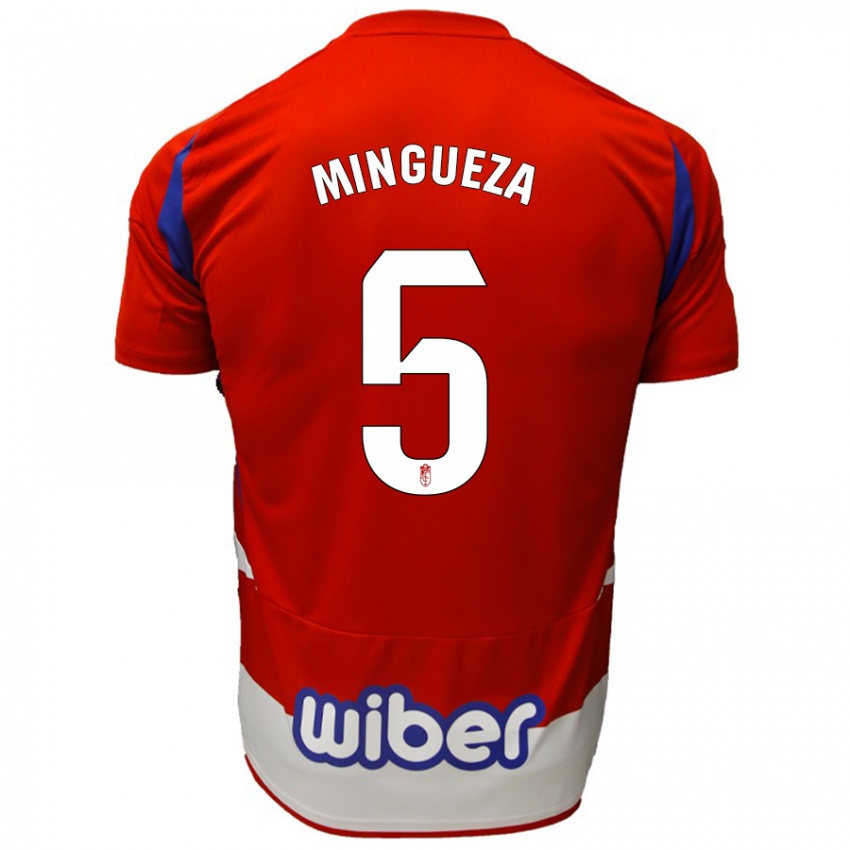 Niño Camiseta Ariadna Mingueza #5 Rojo Blanco Azul 1ª Equipación 2024/25 La Camisa Perú