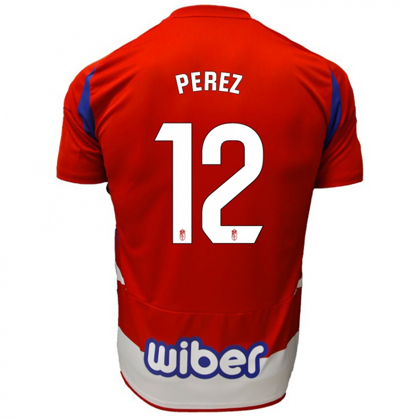 Niño Camiseta Alba Pérez #12 Rojo Blanco Azul 1ª Equipación 2024/25 La Camisa Perú