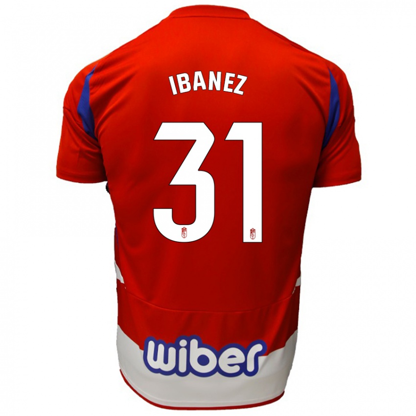 Niño Camiseta Alba Ibáñez #31 Rojo Blanco Azul 1ª Equipación 2024/25 La Camisa Perú