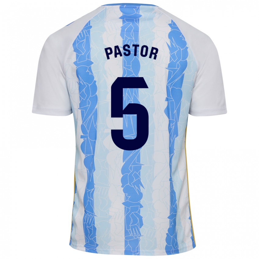 Niño Camiseta Álex Pastor #5 Blanco Azul 1ª Equipación 2024/25 La Camisa Perú