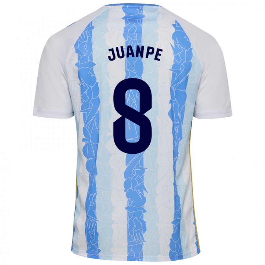 Niño Camiseta Juanpe #8 Blanco Azul 1ª Equipación 2024/25 La Camisa Perú