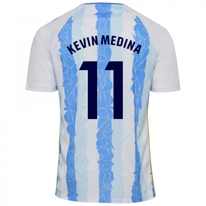 Niño Camiseta Kevin Medina #11 Blanco Azul 1ª Equipación 2024/25 La Camisa Perú