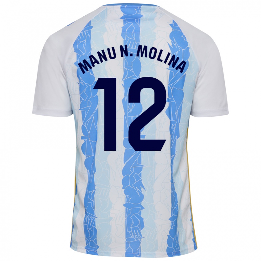 Niño Camiseta Manu Molina #12 Blanco Azul 1ª Equipación 2024/25 La Camisa Perú