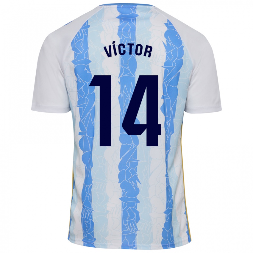 Niño Camiseta Víctor García #14 Blanco Azul 1ª Equipación 2024/25 La Camisa Perú