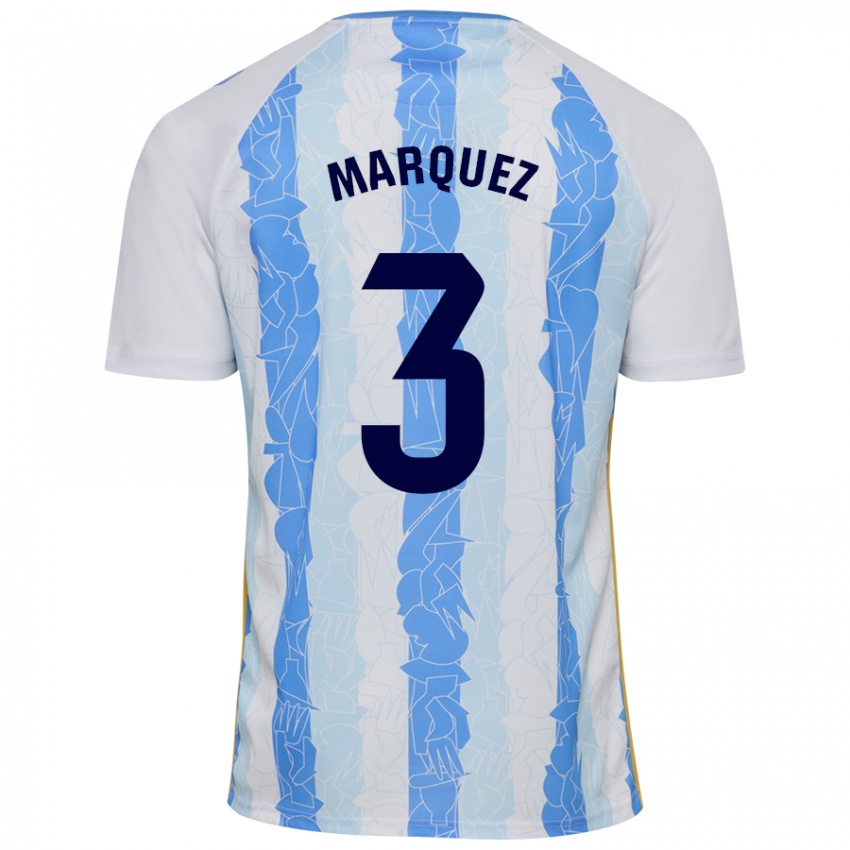 Niño Camiseta David Márquez #3 Blanco Azul 1ª Equipación 2024/25 La Camisa Perú