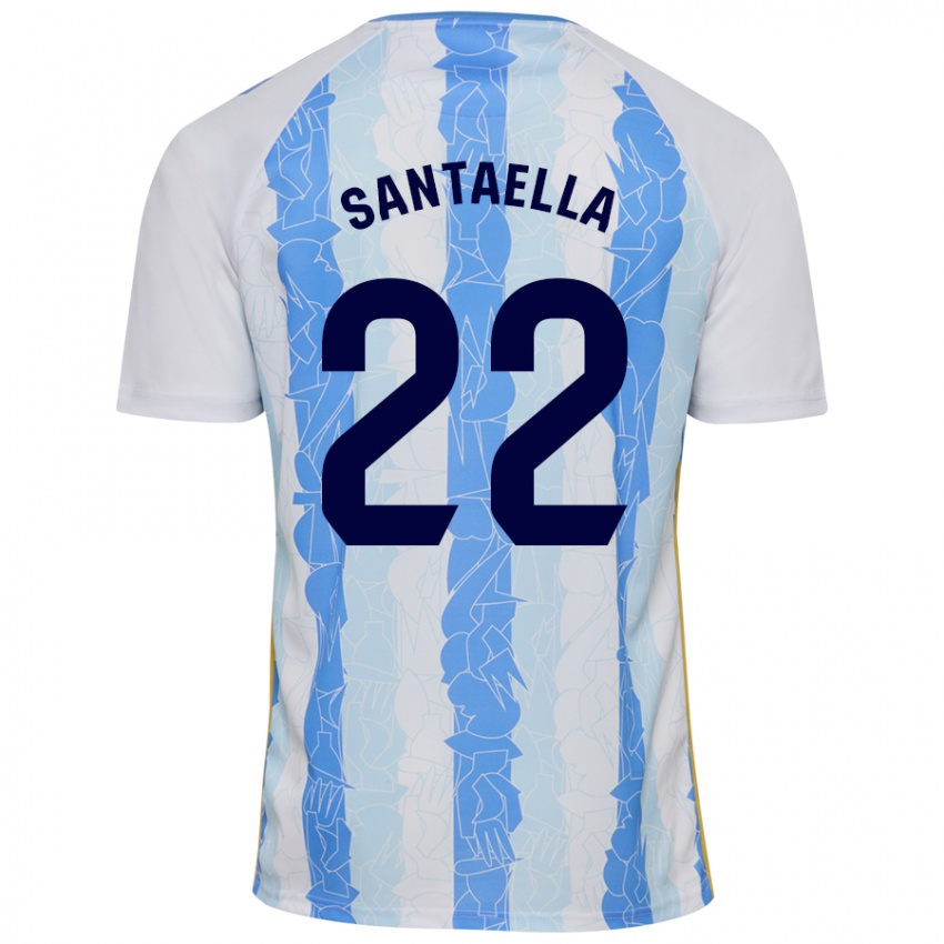 Niño Camiseta Miguel Ángel Santaella #22 Blanco Azul 1ª Equipación 2024/25 La Camisa Perú