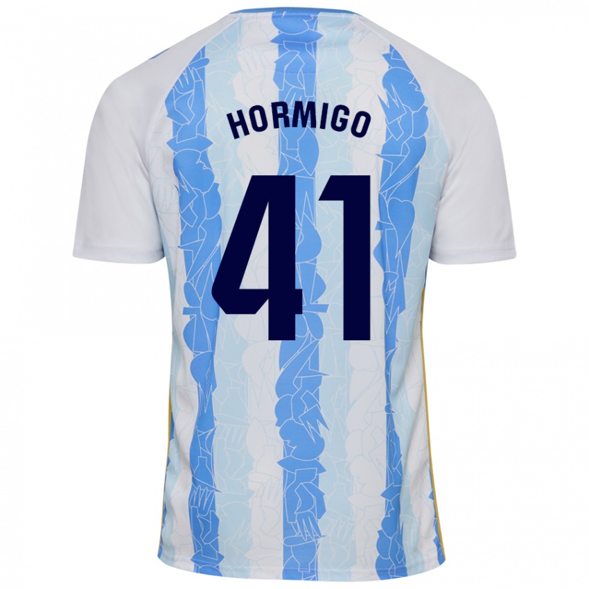 Niño Camiseta Cintia Hormigo #41 Blanco Azul 1ª Equipación 2024/25 La Camisa Perú