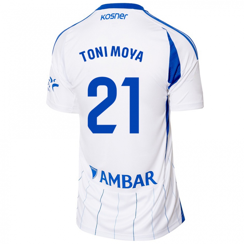 Niño Camiseta Toni Moya #21 Rojo Blanco 1ª Equipación 2024/25 La Camisa Perú