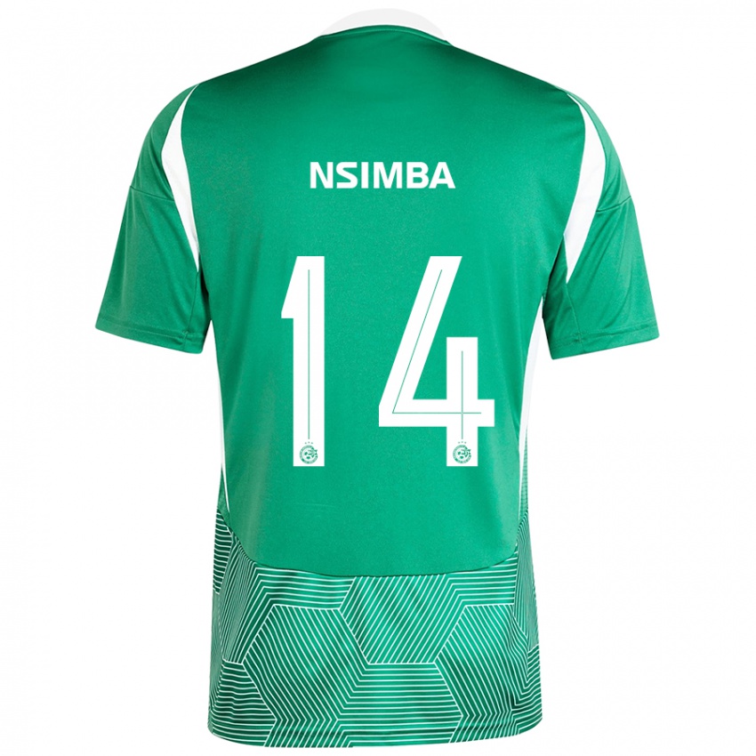 Niño Camiseta Vital Nsimba #14 Verde Blanco 1ª Equipación 2024/25 La Camisa Perú