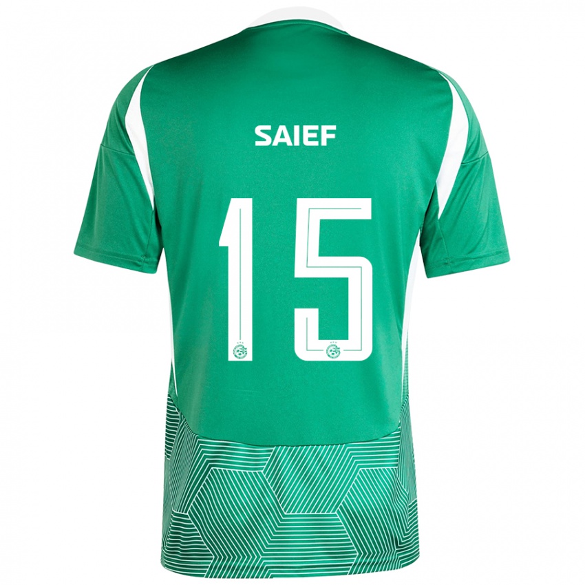 Niño Camiseta Kenny Saief #15 Verde Blanco 1ª Equipación 2024/25 La Camisa Perú