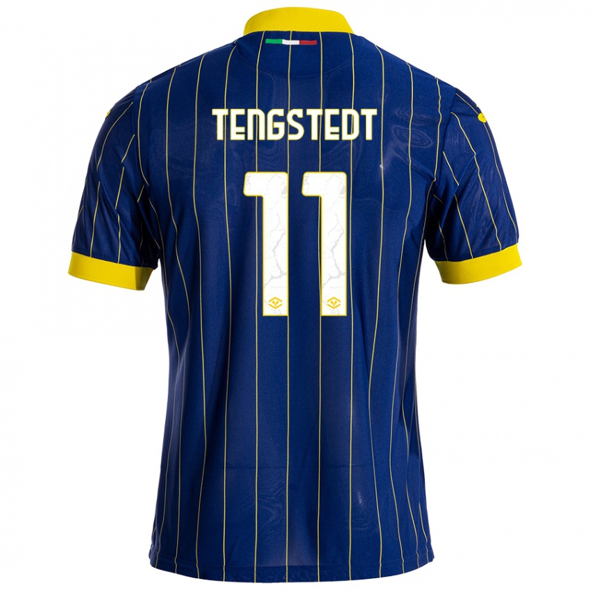 Niño Camiseta Casper Tengstedt #11 Azul Amarillo 1ª Equipación 2024/25 La Camisa Perú