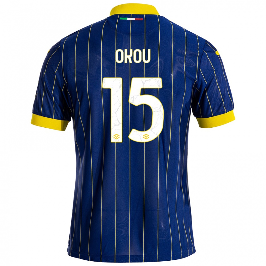 Niño Camiseta Yllan Okou #15 Azul Amarillo 1ª Equipación 2024/25 La Camisa Perú