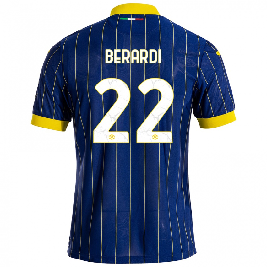 Niño Camiseta Alessandro Berardi #22 Azul Amarillo 1ª Equipación 2024/25 La Camisa Perú