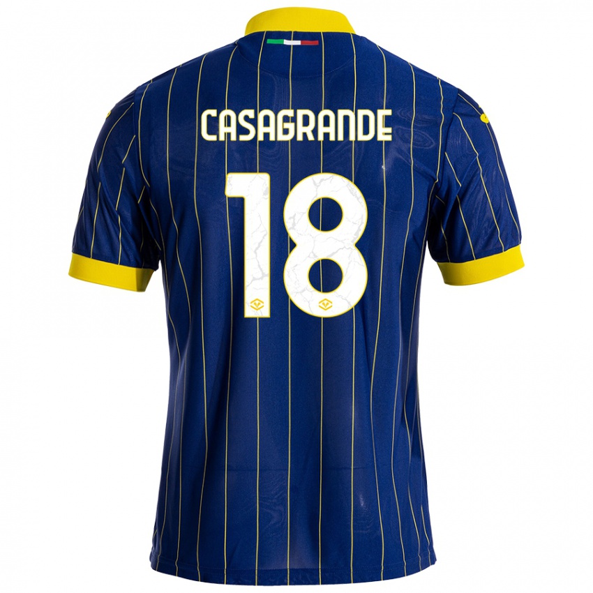 Niño Camiseta Davide Casagrande #18 Azul Amarillo 1ª Equipación 2024/25 La Camisa Perú