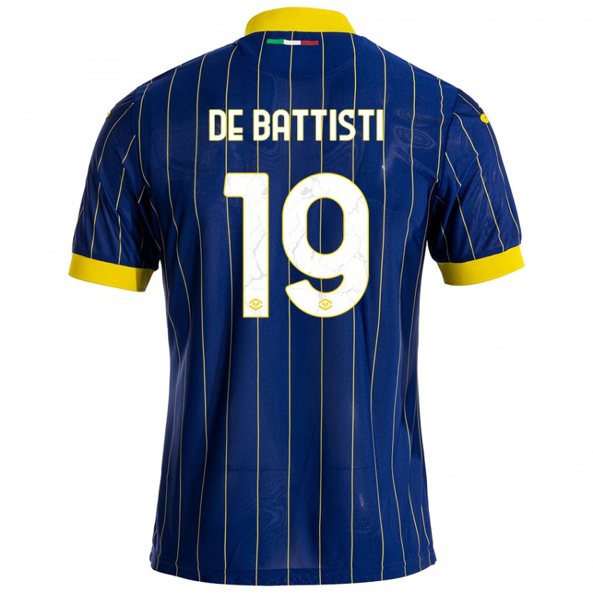 Niño Camiseta Davide De Battisti #19 Azul Amarillo 1ª Equipación 2024/25 La Camisa Perú