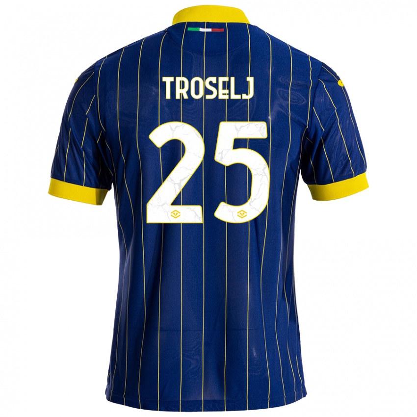 Niño Camiseta Ethan Troselj #25 Azul Amarillo 1ª Equipación 2024/25 La Camisa Perú