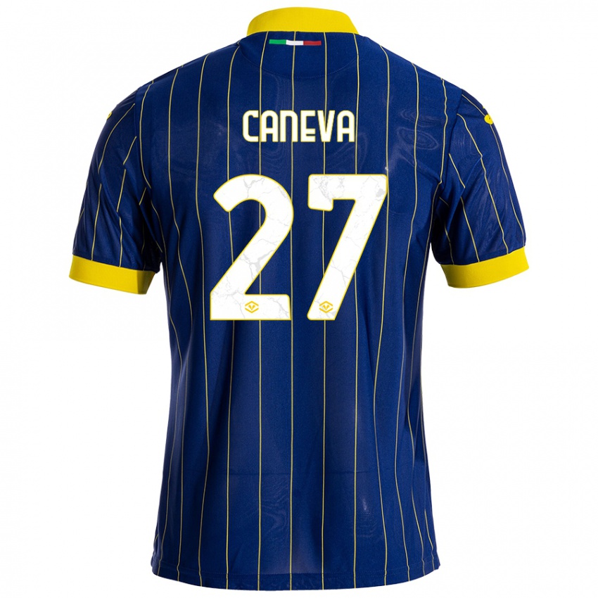 Niño Camiseta Elia Caneva #27 Azul Amarillo 1ª Equipación 2024/25 La Camisa Perú