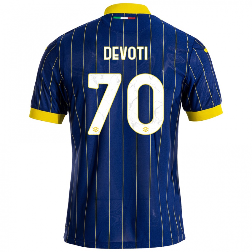 Niño Camiseta Andrea Devoti #70 Azul Amarillo 1ª Equipación 2024/25 La Camisa Perú