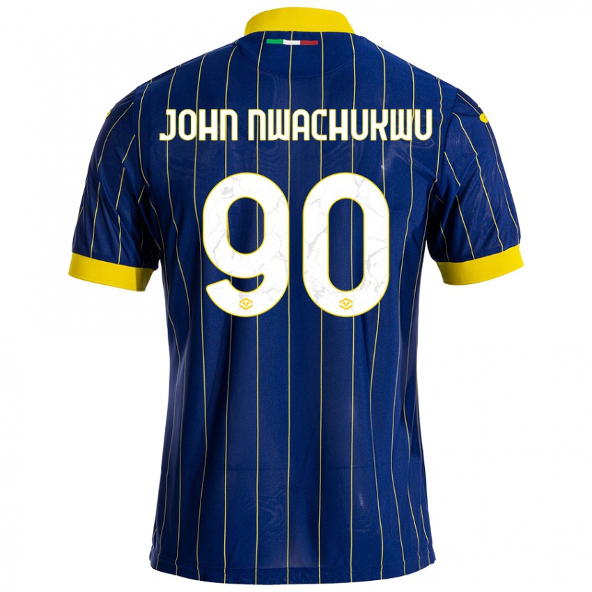 Niño Camiseta Samuel John Nwachukwu #90 Azul Amarillo 1ª Equipación 2024/25 La Camisa Perú