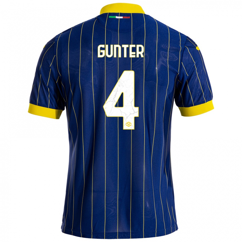 Niño Camiseta Koray Günter #4 Azul Amarillo 1ª Equipación 2024/25 La Camisa Perú