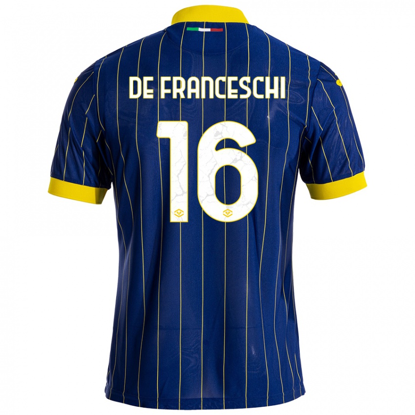 Niño Camiseta Edoardo De Franceschi #16 Azul Amarillo 1ª Equipación 2024/25 La Camisa Perú