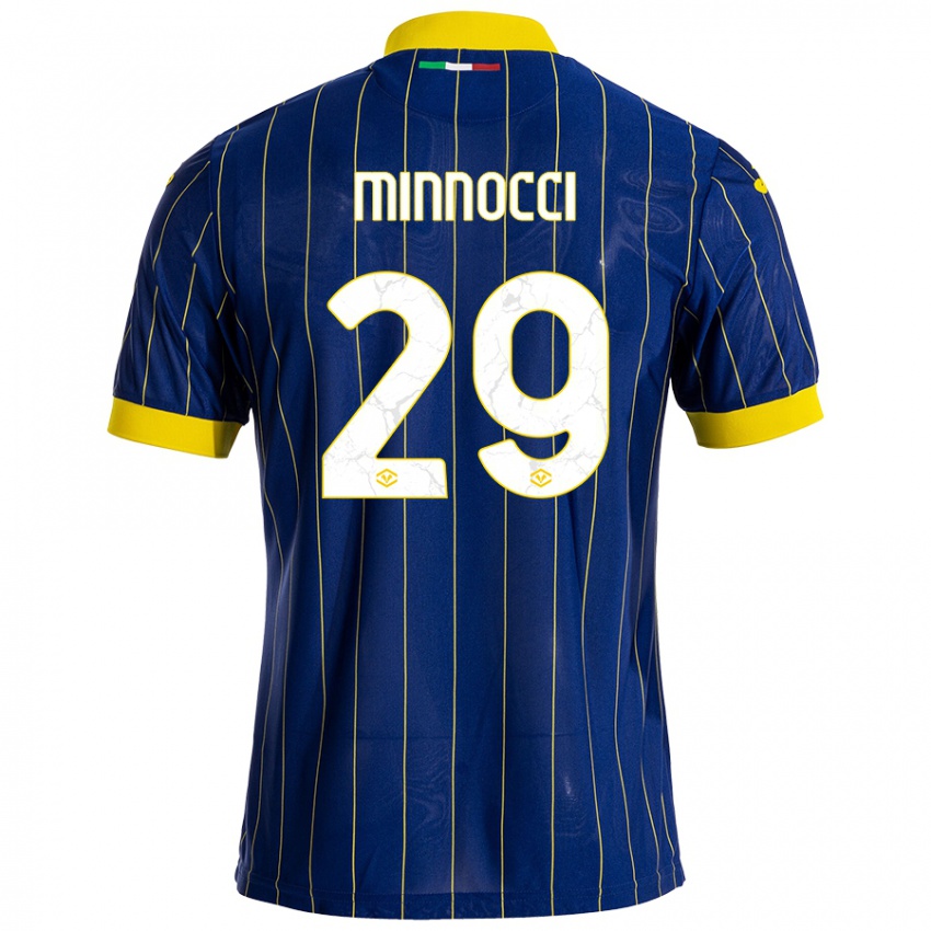 Niño Camiseta Valerio Minnocci #29 Azul Amarillo 1ª Equipación 2024/25 La Camisa Perú