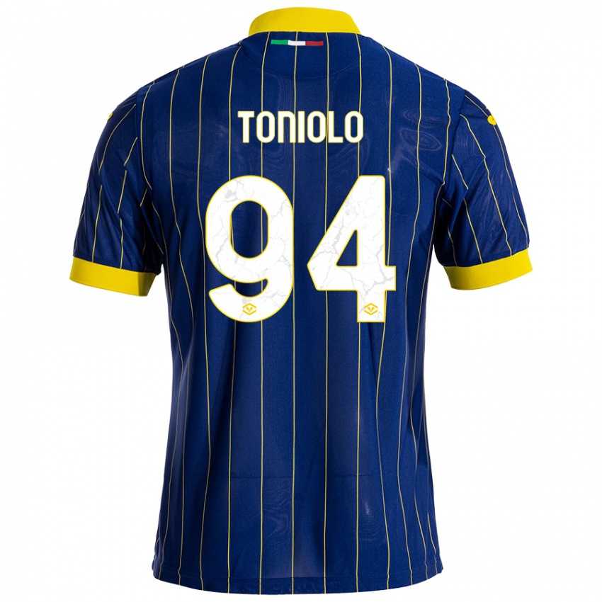 Niño Camiseta Giacomo Toniolo #94 Azul Amarillo 1ª Equipación 2024/25 La Camisa Perú