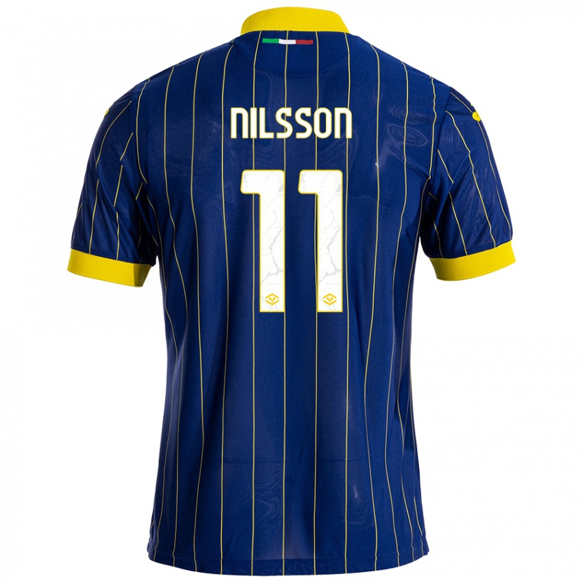 Niño Camiseta Sara Nilsson #11 Azul Amarillo 1ª Equipación 2024/25 La Camisa Perú