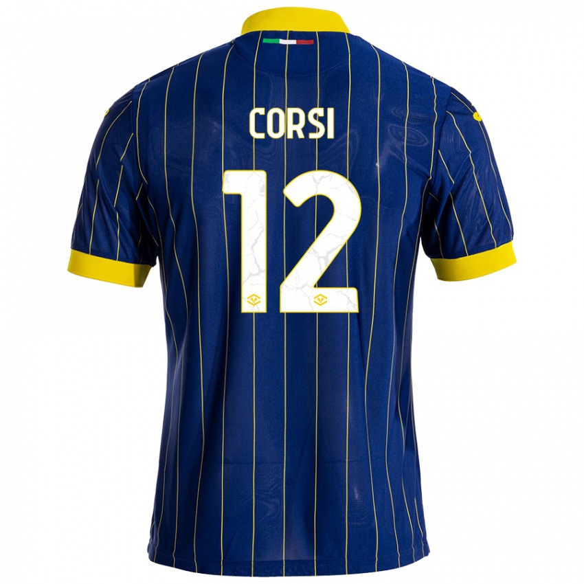 Niño Camiseta Sara Corsi #12 Azul Amarillo 1ª Equipación 2024/25 La Camisa Perú