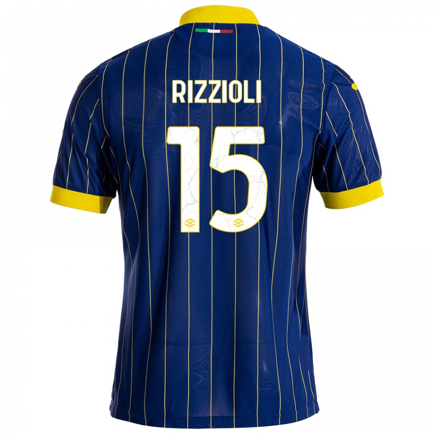 Niño Camiseta Gaia Rizzioli #15 Azul Amarillo 1ª Equipación 2024/25 La Camisa Perú